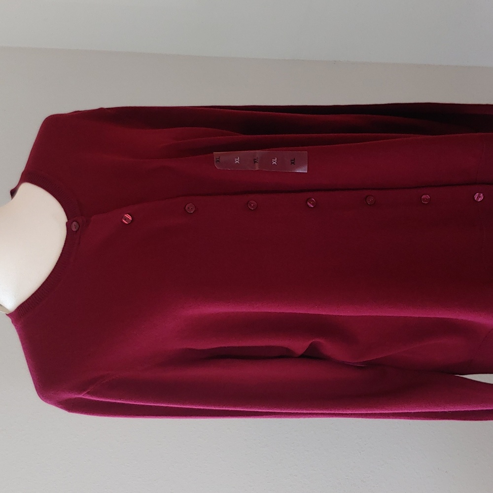 Karen Scott Women's Merlot Red Cardigan Long Sleeves Size XL NWT - Picture 16 of 17